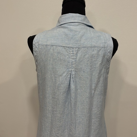 VINEYARD VINES blue denim jean chambray stripe shirt dress sz 0 pockets!! - Picture 3 of 4
